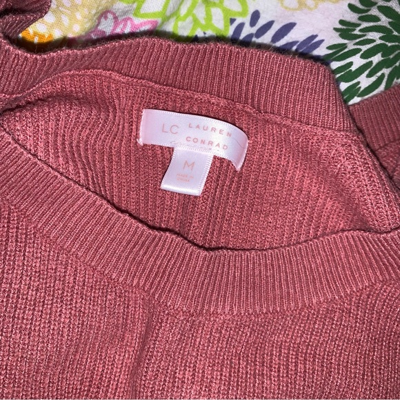 LC Lauren Conrad sweater MEDIUM salmon/rust color with arm detail - Picture 2 of 5